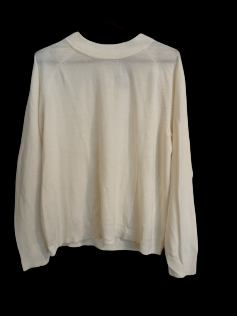 Vintage White Stag Ivory Knit Pullover Top - Zipper Neck - Size Large 12/14